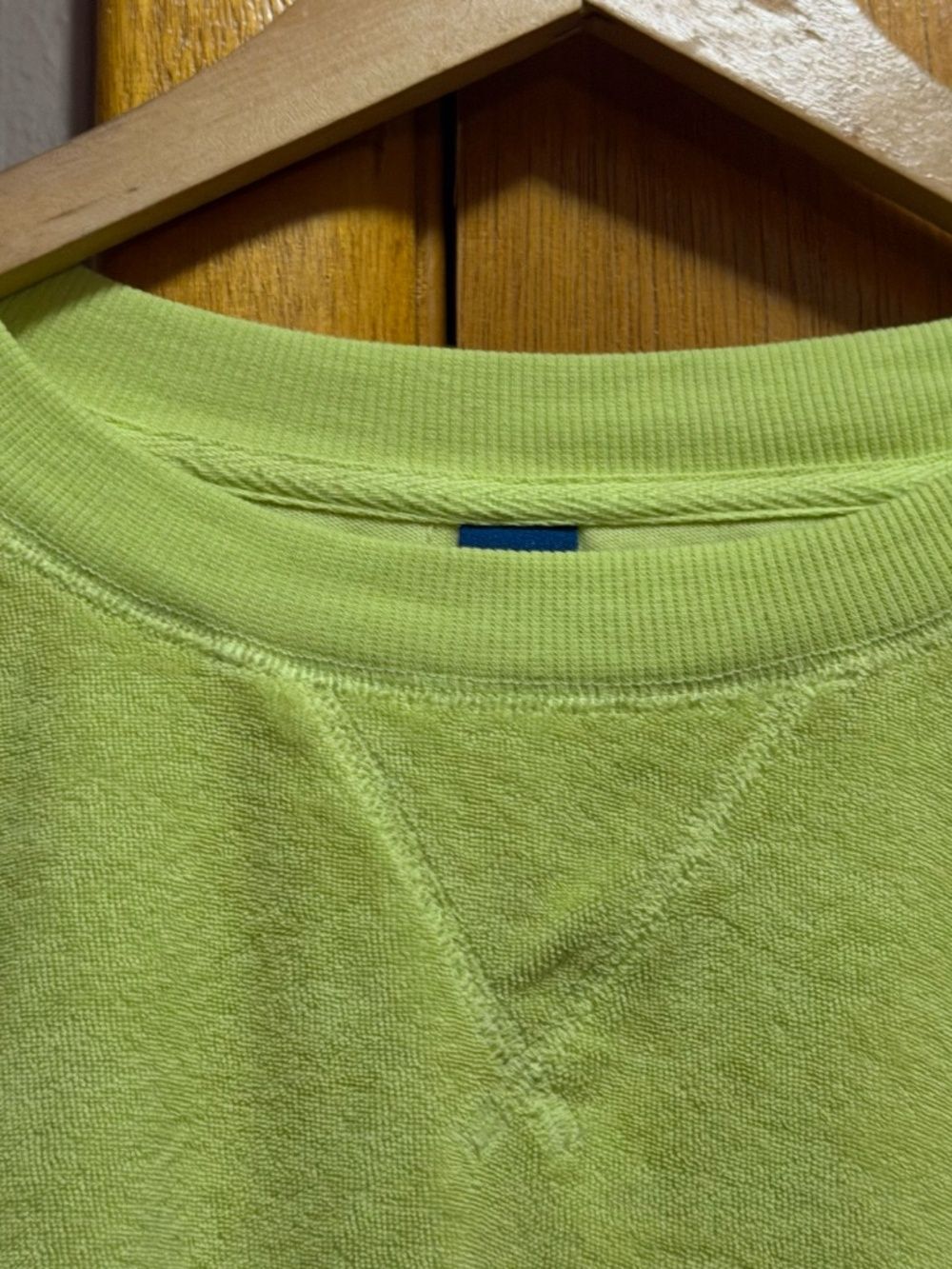 Neon Green Crewneck Jumper Sweatshirt Medium Tall Y2K Sporty Athleisure Dopamine - Picture 7 of 13